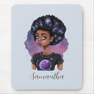 Sparkling Elegant Afro Woman Mouse Pad