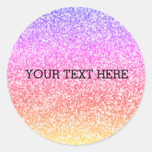 Sparkling elegant girly rainbow colourful cute classic round sticker