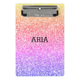 Sparkling elegant girly rainbow colourful cute mini clipboard