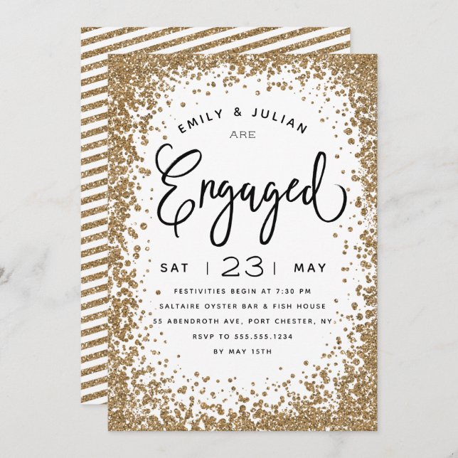 Sparkling Engagement Party Invitation (Front/Back)