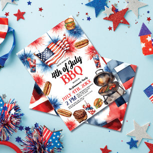 Sparkling Fireworks Fourth of July BBQ Invitation