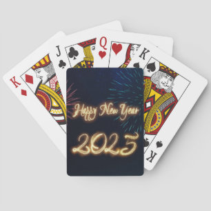 Sparkling Fireworks Happy New Year 2025 Playing Cards