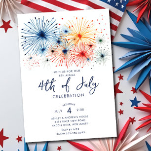 Sparkling Fireworks July 4th Celebration  Invitation