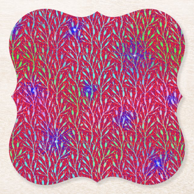 Sparkling Fireworks Party Pattern  Paper Coaster (Front)