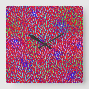 Sparkling Fireworks Party Pattern Square Wall Clock