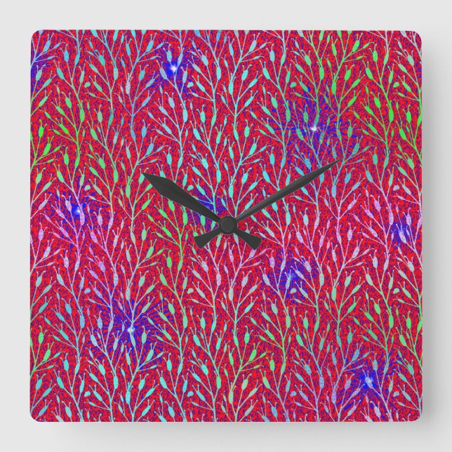 Sparkling Fireworks Party Pattern  Square Wall Clock (Front)