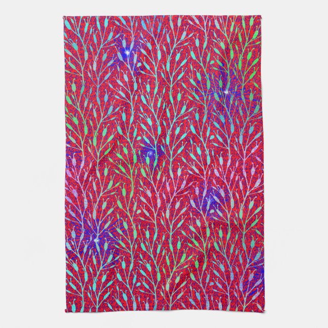 Sparkling Fireworks Party Pattern  Tea Towel (Vertical)