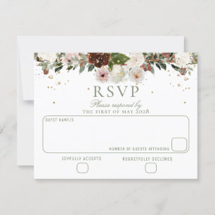 Sparkling Floral Chuppah Canopy Wedding RSVP Card