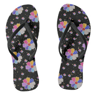 Sparkling Floral Jewel Pattern Thongs