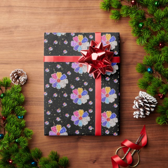 Sparkling Floral Jewel Pattern Wrapping Paper (Holiday Gift)