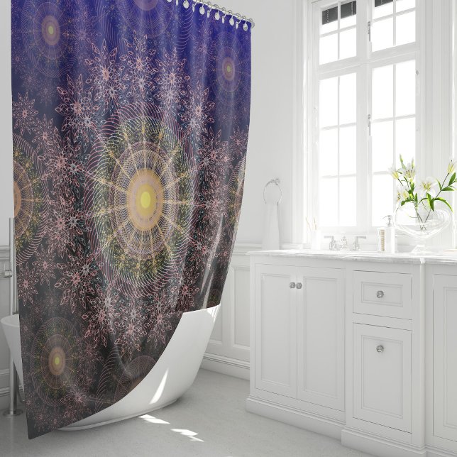Sparkling flower art in the clear night sky shower curtain (Creator Uploaded)