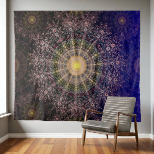 Sparkling flower art in the clear night sky tapestry