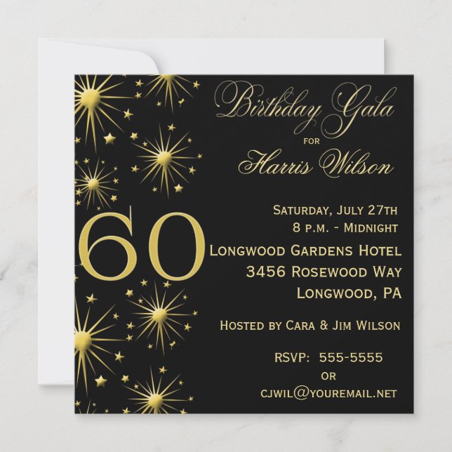Sparkling Gala 60th Birthday Invitations (Front)