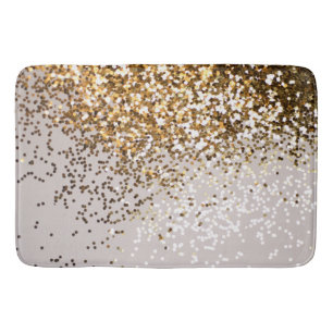 Sparkling Glam Gold Glitter Glam #3 (Faux Glitter) Bath Mat