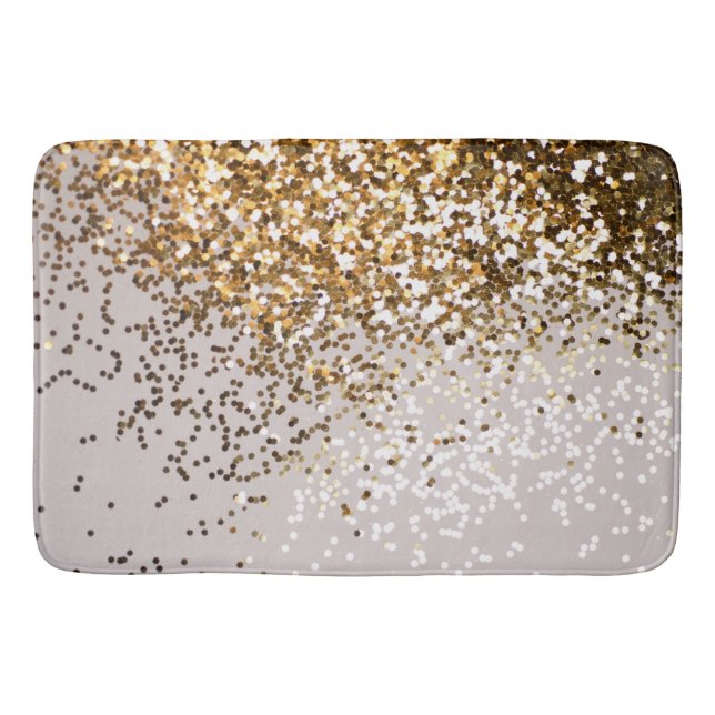 Sparkling Glam Gold Glitter Glam #3 (Faux Glitter) Bath Mat (Front)