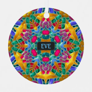 Sparkling Glass Tiles in Jewel Colors - Xmas Magic Metal Tree Decoration