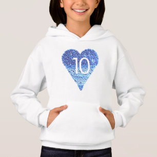 Sparkling Glitter Blue Heart 10th Birthday girl