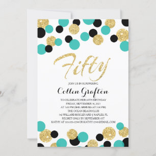 Sparkling Glitter Confetti   50th Birthday Invitation