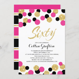 Sparkling Glitter Confetti   60th Birthday Invitation