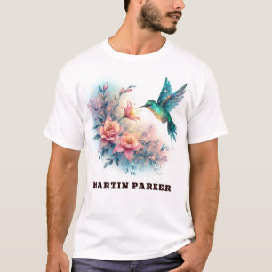 Sparkling Glitter Hummingbird Hovering Custom Mens T-Shirt
