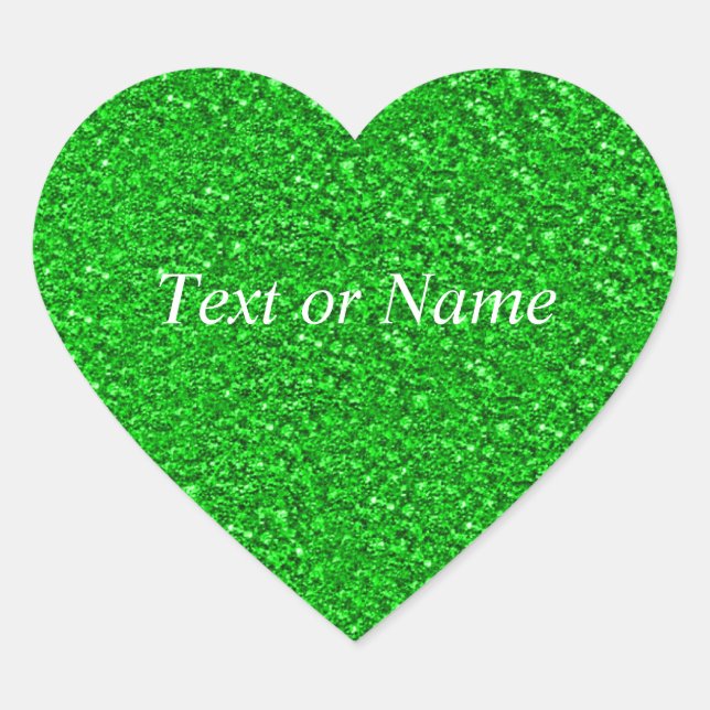 sparkling glitter neon green heart sticker (Front)