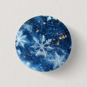 Sparkling Glitter Snowflakes Winter Christmas 3 Cm Round Badge
