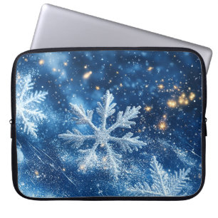 Sparkling Glitter Snowflakes Winter Christmas Laptop Sleeve