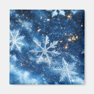 Sparkling Glitter Snowflakes Winter Christmas Magnet