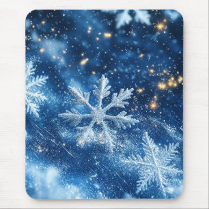 Sparkling Glitter Snowflakes Winter Christmas Mouse Pad