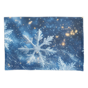Sparkling Glitter Snowflakes Winter Christmas Pillowcase
