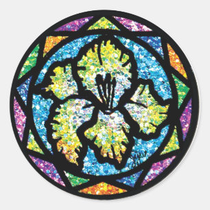 Sparkling Glitter Yellow Gladiolus Classic Round Sticker
