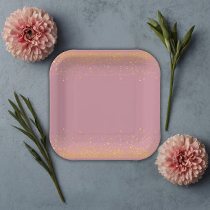 Sparkling Glitters Hot Air Balloon Baby Shower Paper Plate