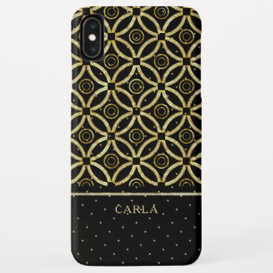 Sparkling gold and black geometric pattern iPhone XS max case