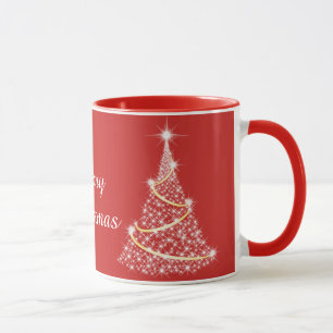Sparkling Gold And White Christmas Tree Holiday Mug