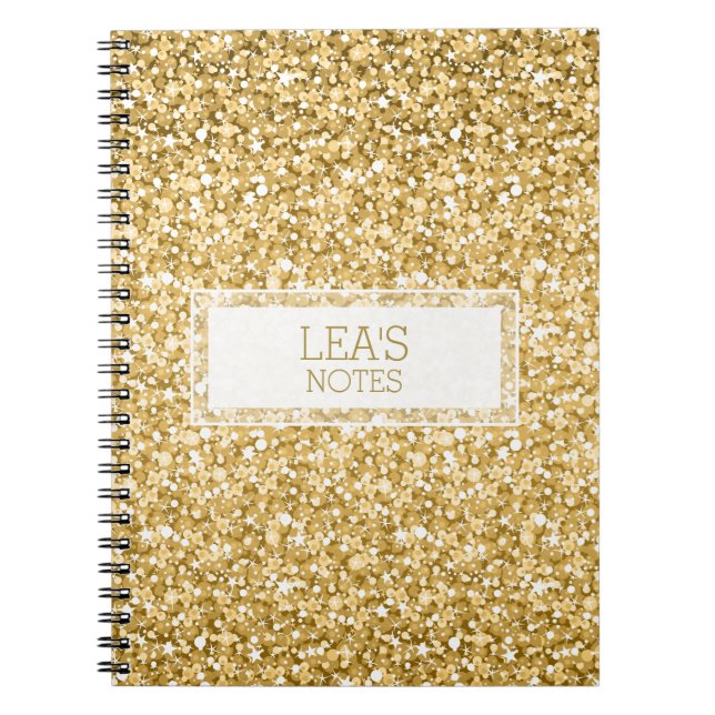 Sparkling Gold And White Glitter Notebook (Front)