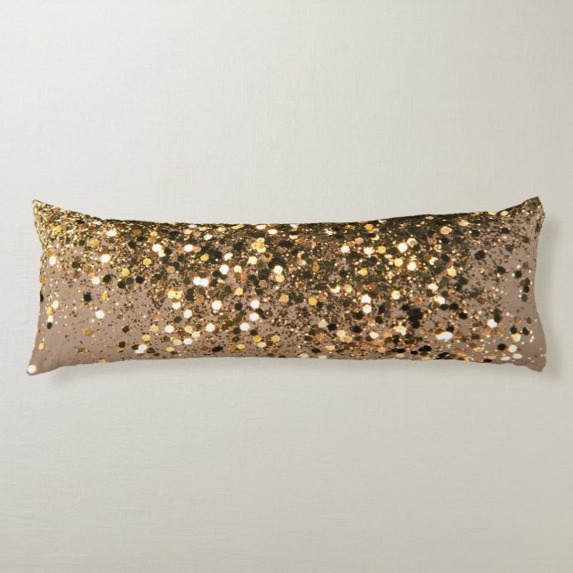 Sparkling Gold Brown Glitter Glam #1 Faux Glitter Body Cushion (Front)