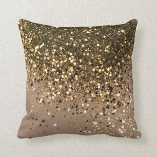 Sparkling Gold Brown Glitter Glam #1 (Faux Glitter Cushion