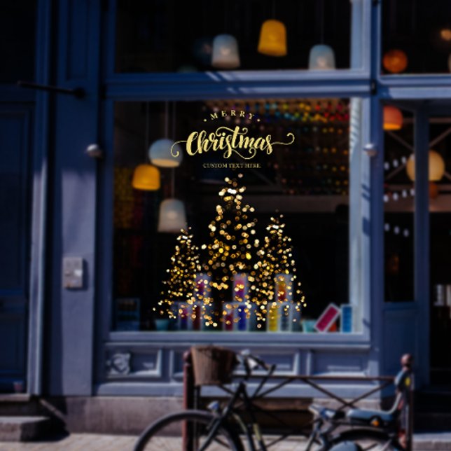 Sparkling Gold Christmas Trees Business Holiday (Sparkling Gold Christmas Trees Business Holiday Window Cling)