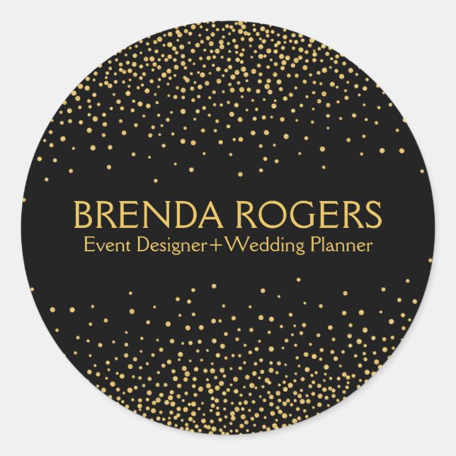 Sparkling Gold Confetti On Black Background Classic Round Sticker (Front)