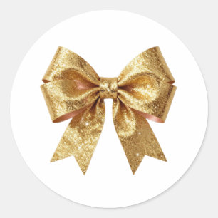 Sparkling Gold Gala Bow Classic Round Sticker