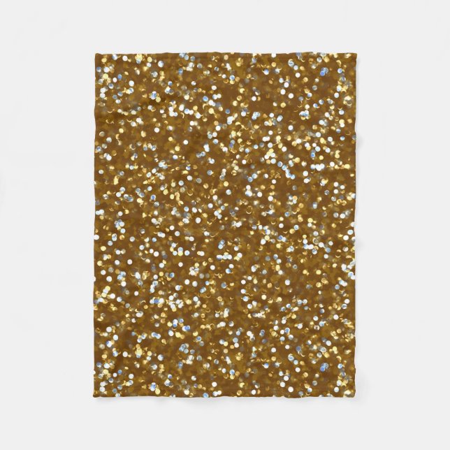 Sparkling Gold Glitter Fleece Blanket (Front)