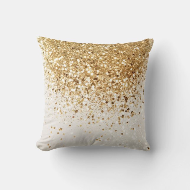 Sparkling Gold Glitter Glam #2 Cushion (Front)