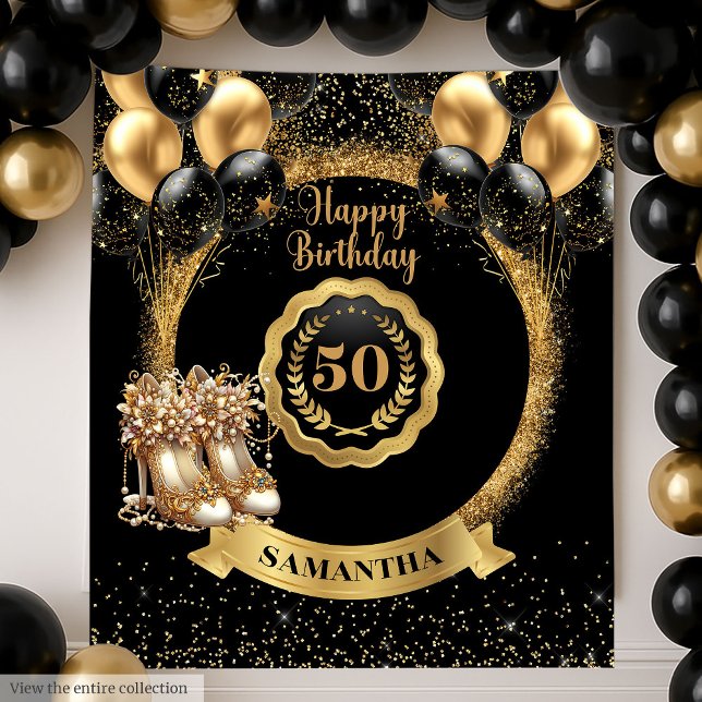 Sparkling Gold High Heels 50th Birthday Decor Tapestry (Sparkling Gold High Heels 50th Birthday Decor Tapestry)