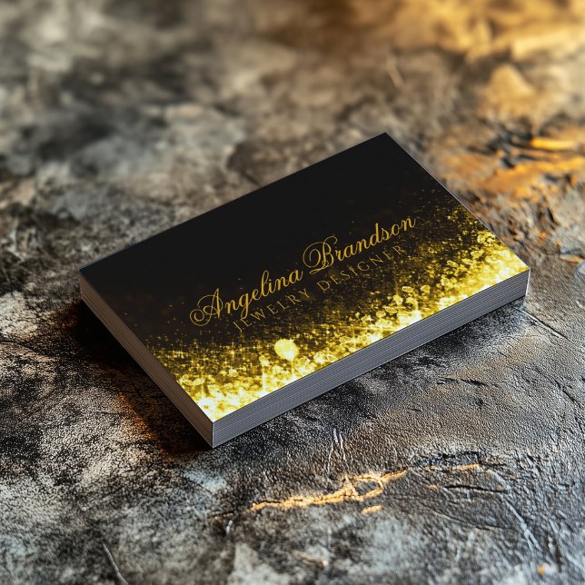 Sparkling Gold Jeweller Jewellery Designer Black C Business Card (Perfect for business)