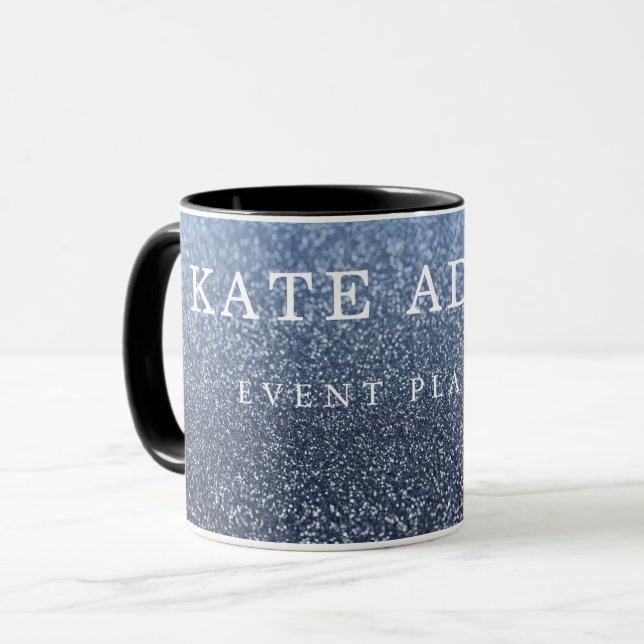 Sparkling Gold Marble Dark Navy Abstract  Mug (Front Left)