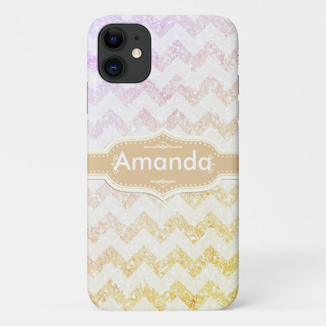*~* Sparkling Gold Ombre Glitter Chevron  Lavender Case-Mate iPhone Case (Back)