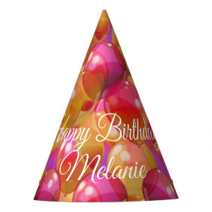 Sparkling Gold Pink Coral Birthday Party Balloons Hat