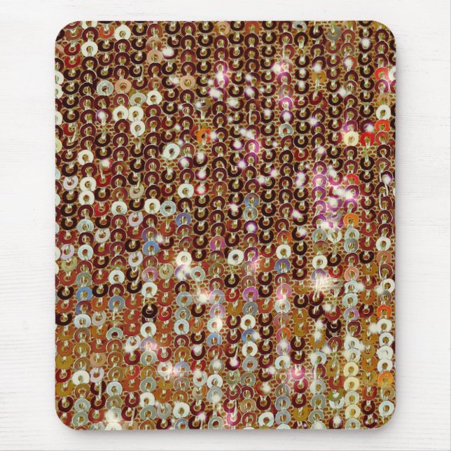 Sparkling gold pink glitter sequin pattern mouse pad (Front)