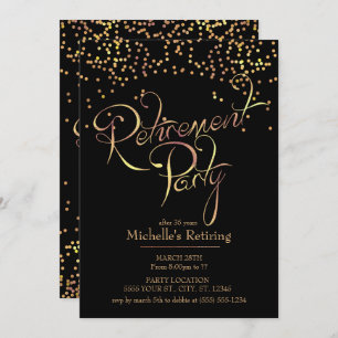 Sparkling Gold Retirement Party Invitations