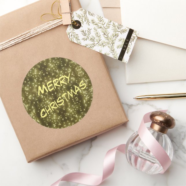Sparkling Golden Lights Christmas Cust. Stickers (Gifting)